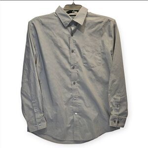 Croft & Barrow Shirt Mens Large Gray Striped Button Up Pocket Classic